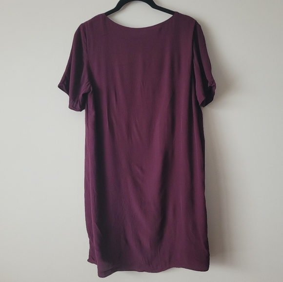 ARITZIA Wilfred Free Burgundy Short Sleeve Loned Crepe Dress - Picture 8 of 14